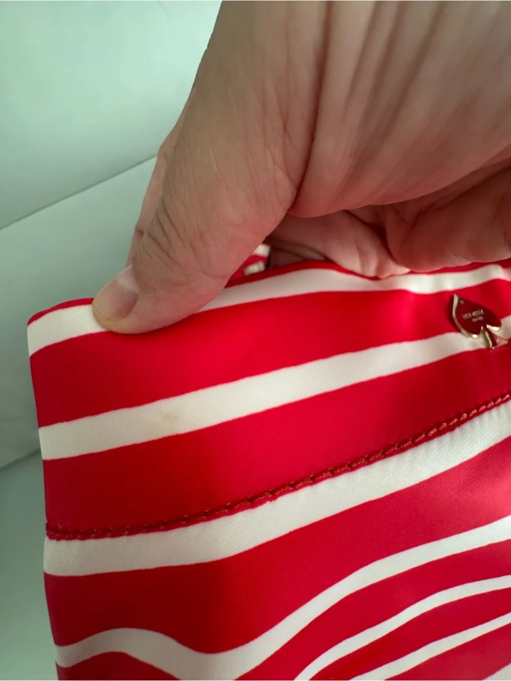 Kate Spade Flatiron Maryanne Striped Tote Geranium Red White